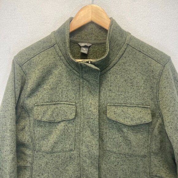 Eddie Bauer Heathered Green Zip Up Sweater Jacket Womens 2XL Fleece Lined Pocket - Picture 3 of 16